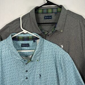 Lot (2) William Murray Golf Polo Shirts Men 2XL Short Sleeve Blue Gray Geometric
